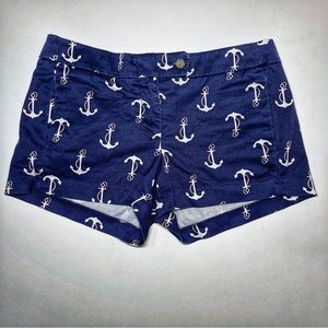 J. Crew Factory navy shorts with anchor print, size 4